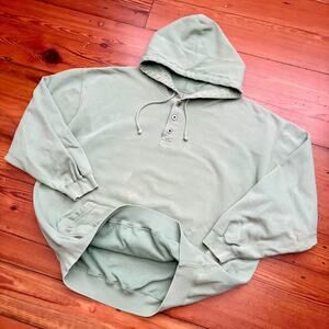 Vintage Gap Athletic Hoodie Men's Size XL Faded Sage Green Baggy Blank USA 1990s